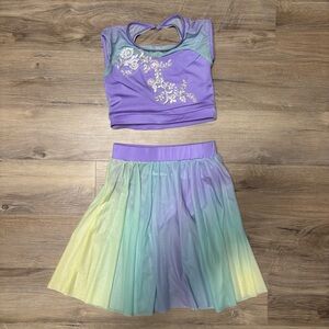 2 piece Weissman Purple Floral Top with Pastel Skirt size MC dance costume